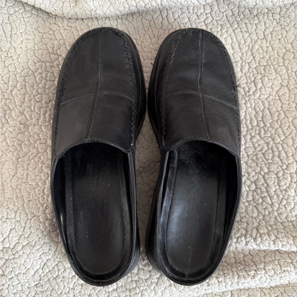 Dansko Black Leather Mules